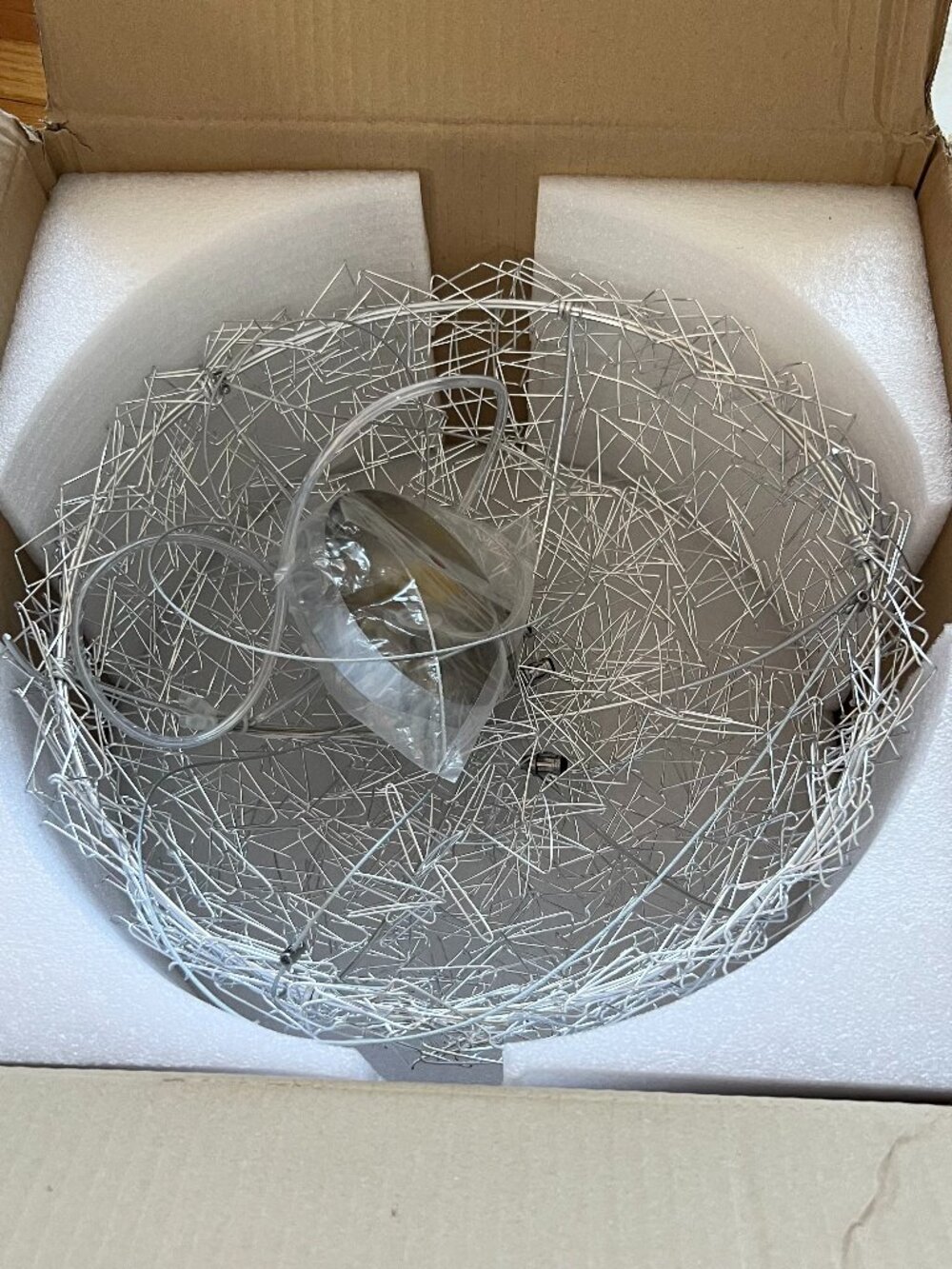 Pendant Light Bird Cage Aluminum ceiling chandelier silver birds nest egg 15.7" - Picture 2 of 9